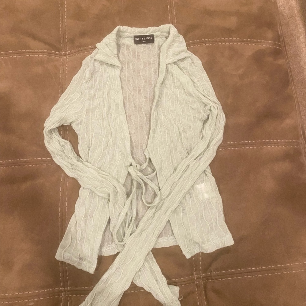 White Fox Light Green Knit Cardigan